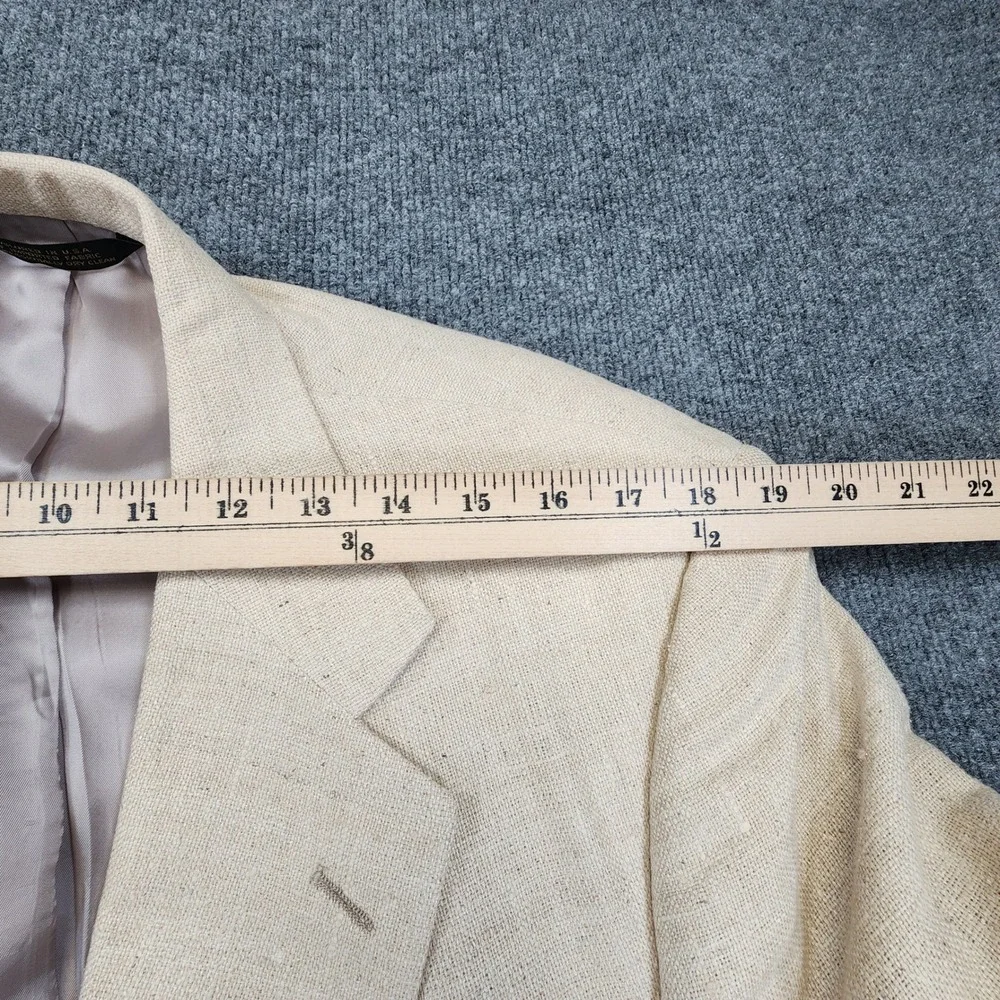 Bullock & Jones Blazer Men 44R Beige 100% Silk Slub Weave Sport Coat Made in USA